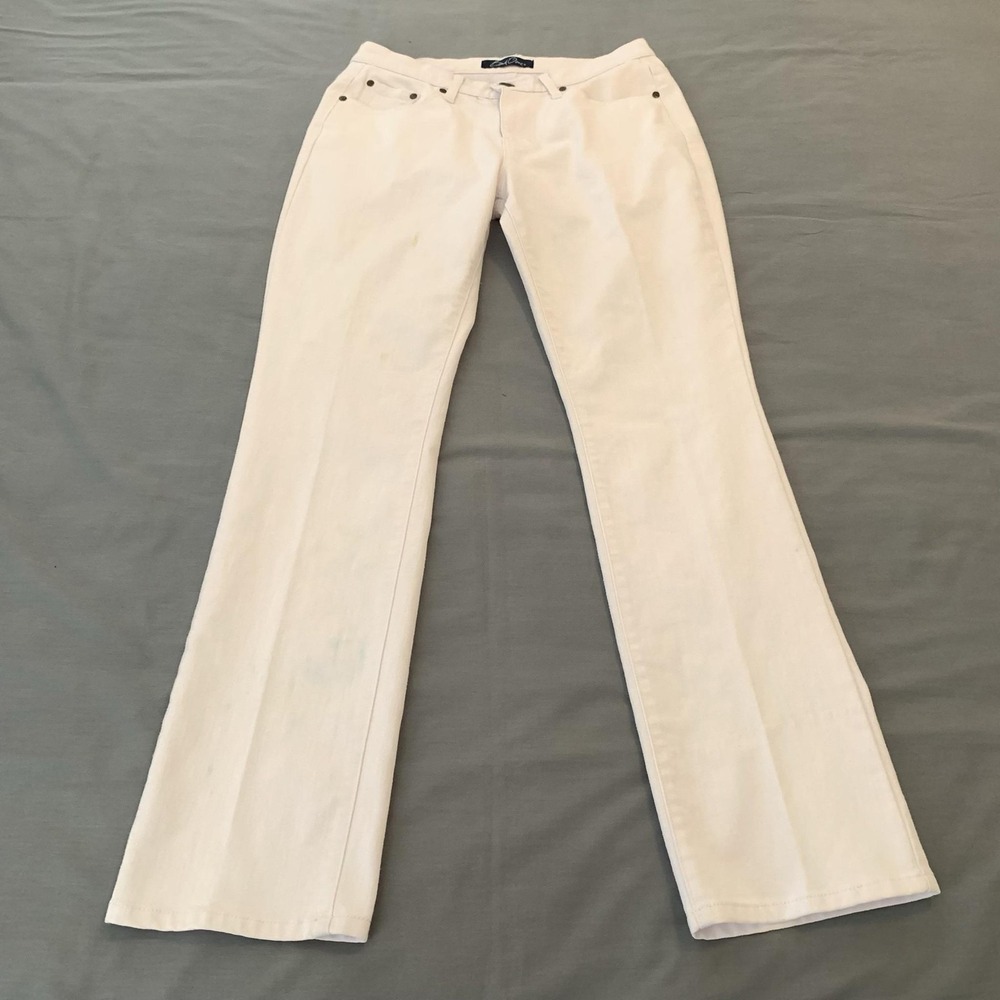 Bend Over Jeans Womens 10 White Mid Rise Straight Stretch Denim Pants Classic